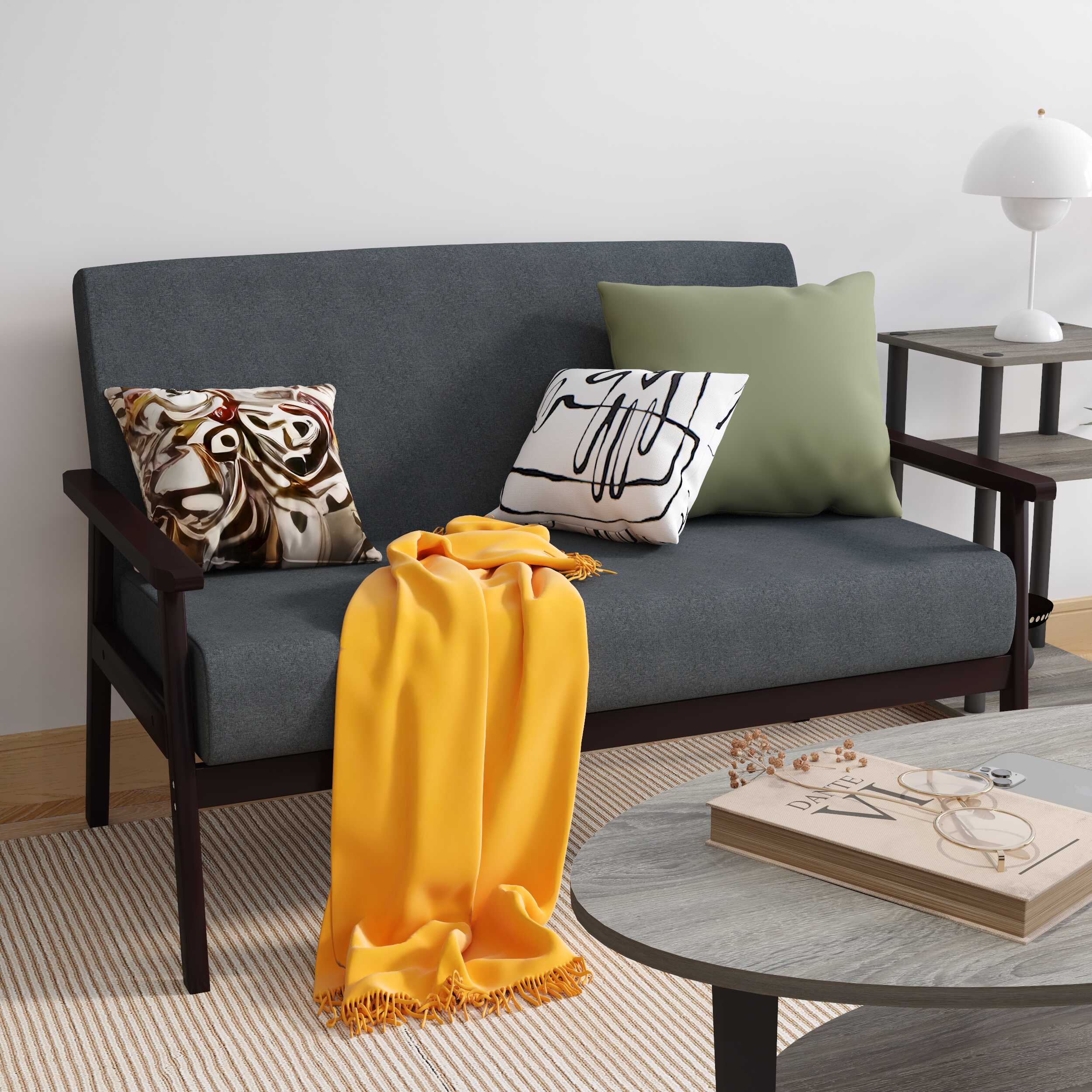 Bahamas Dark Gray Linen Fabric Loveseat