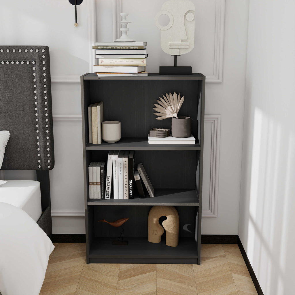 JAYA Simple Home 3-Tier Adjustable Shelf Bookcase, Espresso