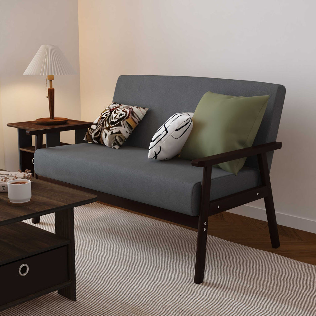 Bahamas Dark Gray Linen Fabric Loveseat