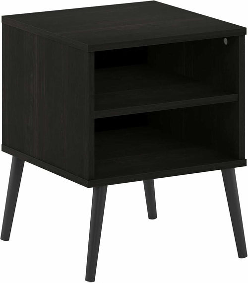 Claude Mid Century Style End Table with Wood Legs, Espresso