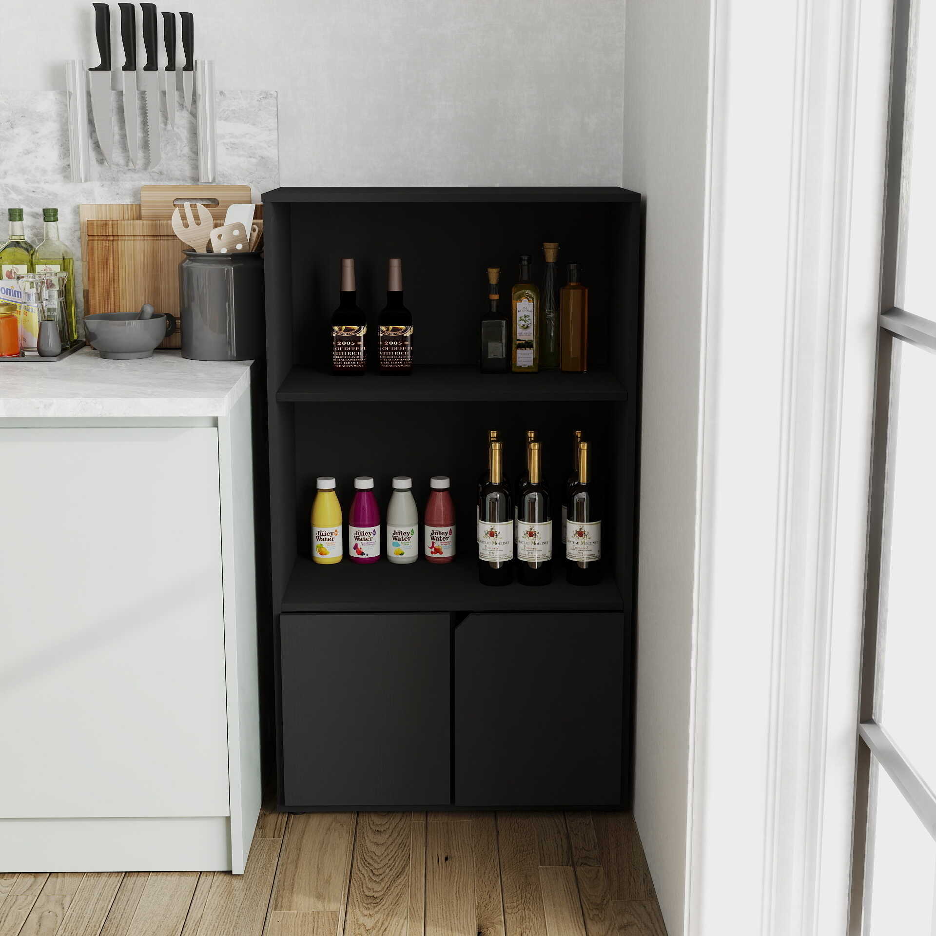 Darkwood Duo Kitchen Storage Cabinet Set